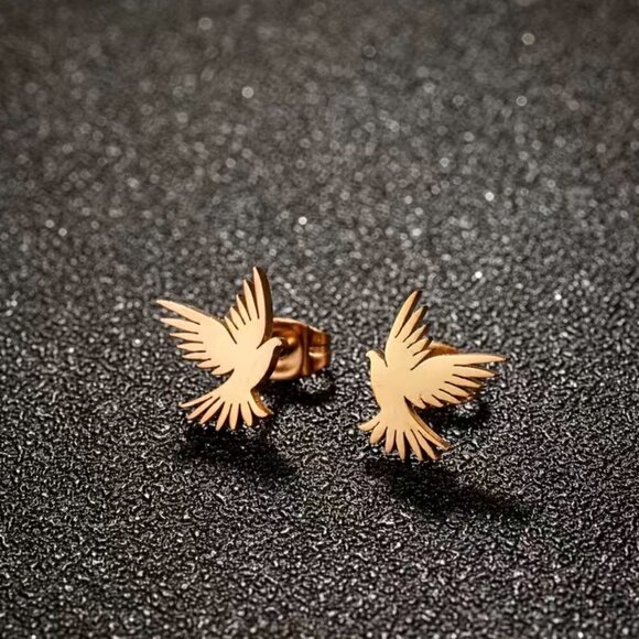 Dove of Peace Stainless Steel Stud Small Earrings #1145 - Picture 6 of 10